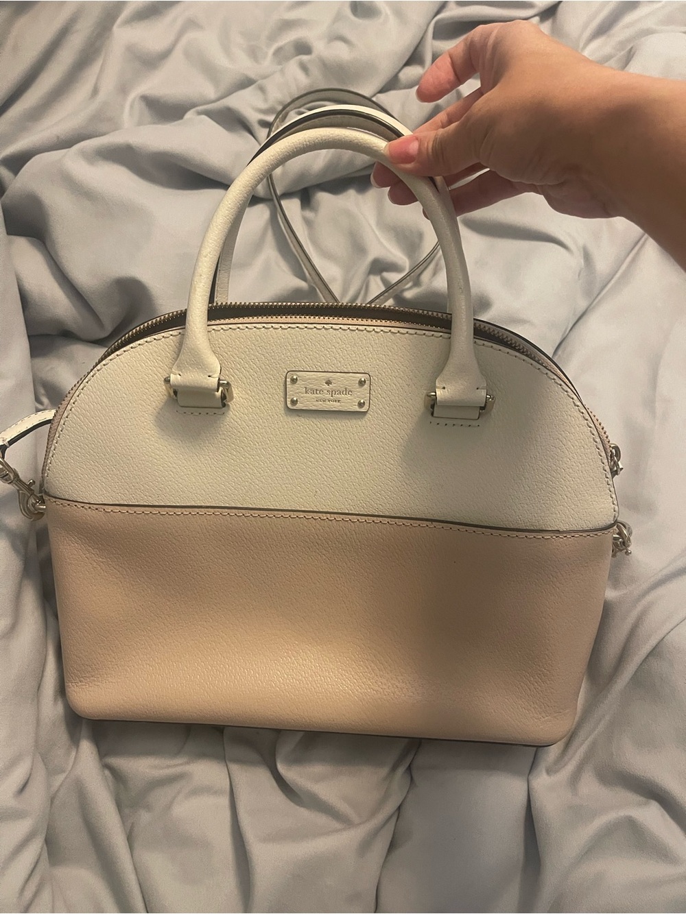 kate spade Two-Tone Cream and Blush Dome Satchel